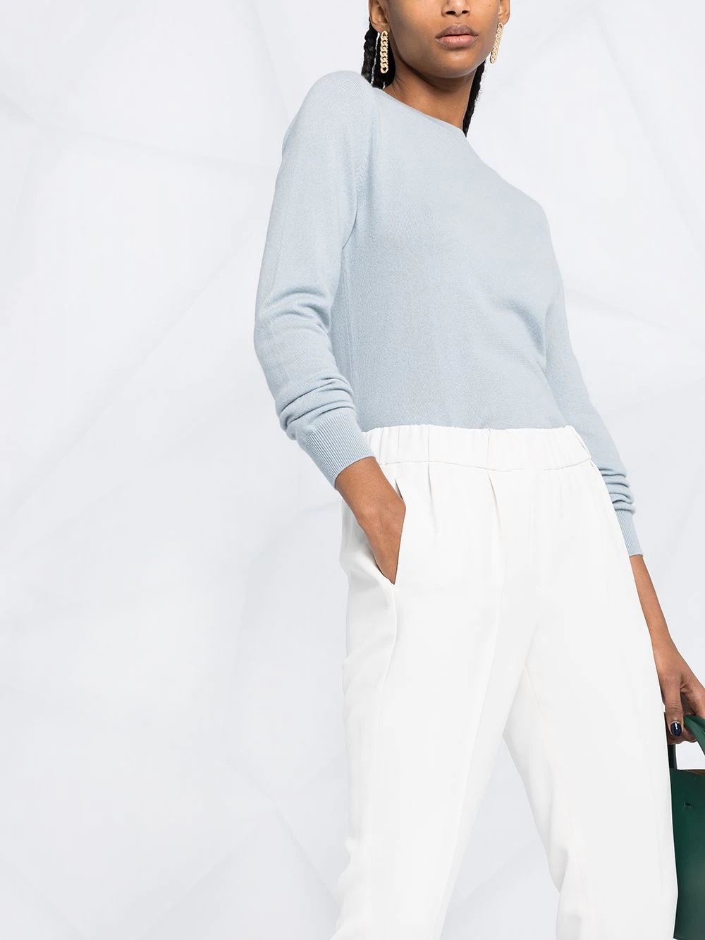 Brunello Cucinelli Pant Pleated Design Acetate Blend In White
