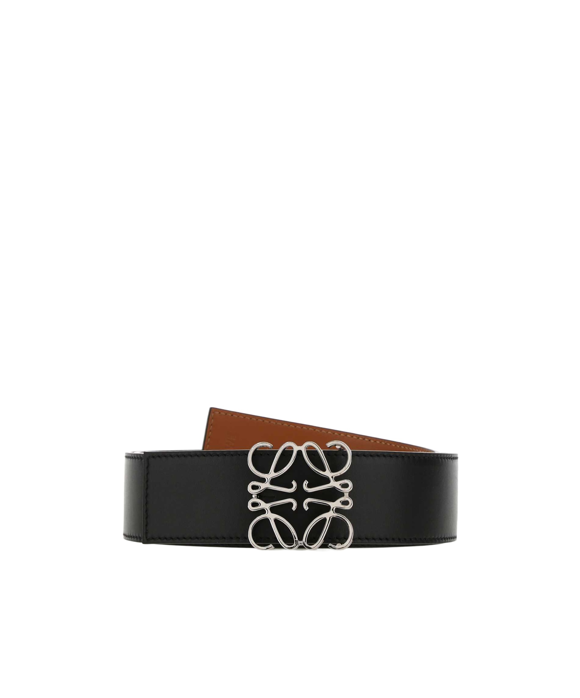 Loewe Anagram Reversible Belt In Calfskin In Black