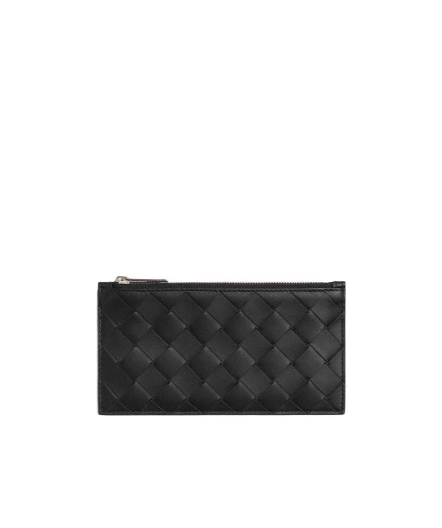 Bottega Veneta Long Zipper Card Case In Black