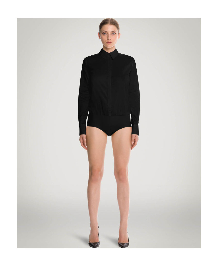 Wolford London Buttoned Cuffs Long-sleeved Body In Black