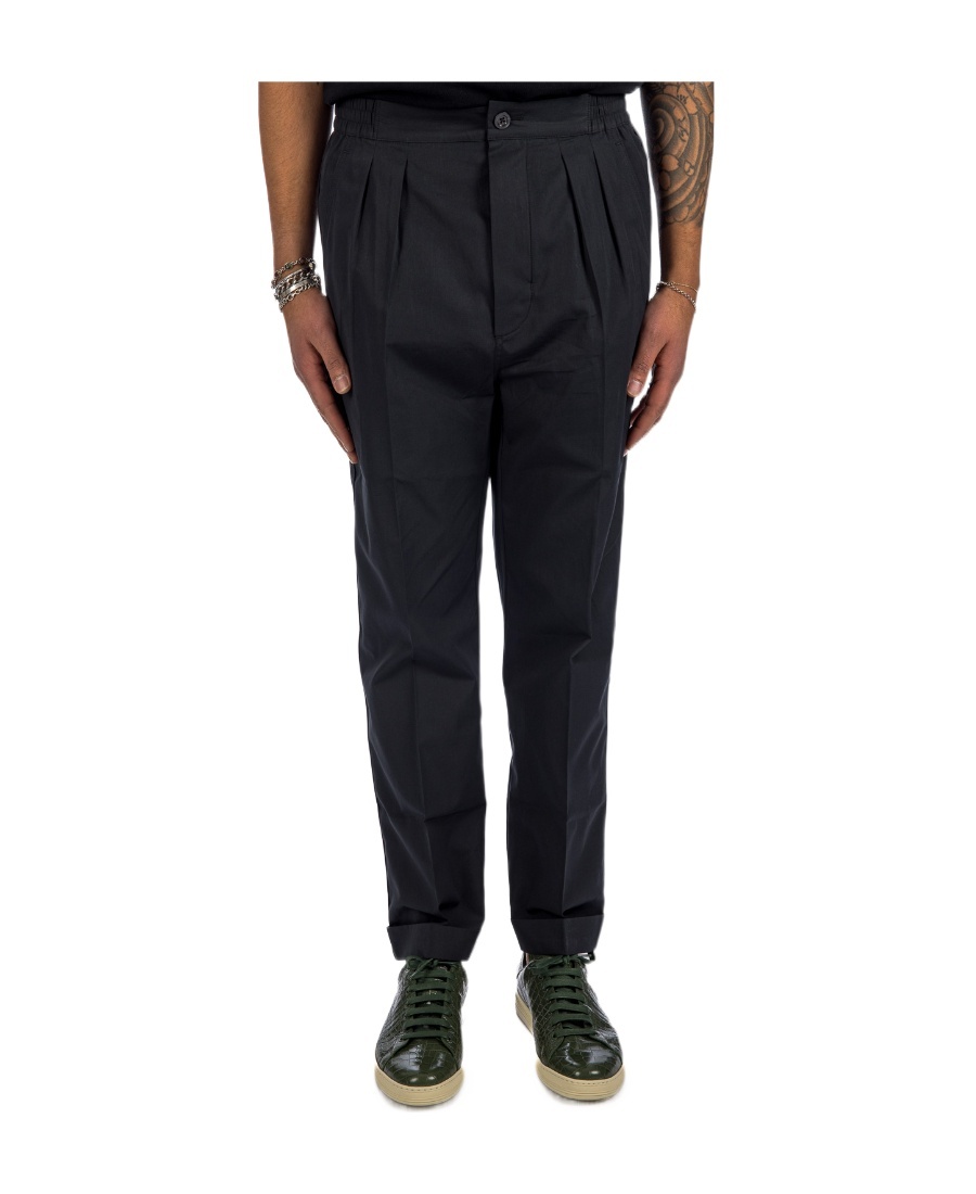 Tom Ford Tapered-leg Cotton-blend Trousers In Black