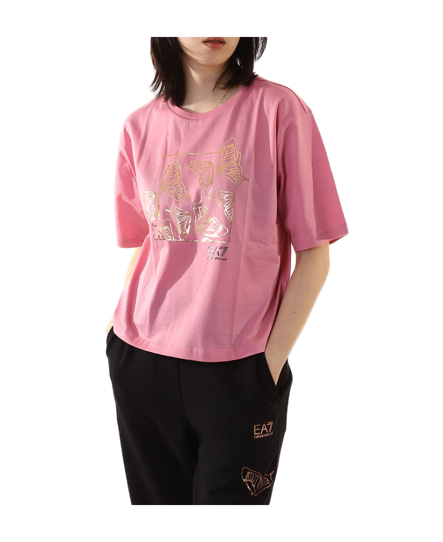 Ea7 Short-sleeved Printed T-shirt In Pink