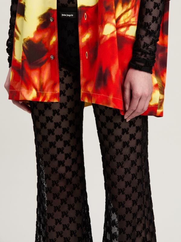 Shop Palm Angels Printed Gauze Pants In Black