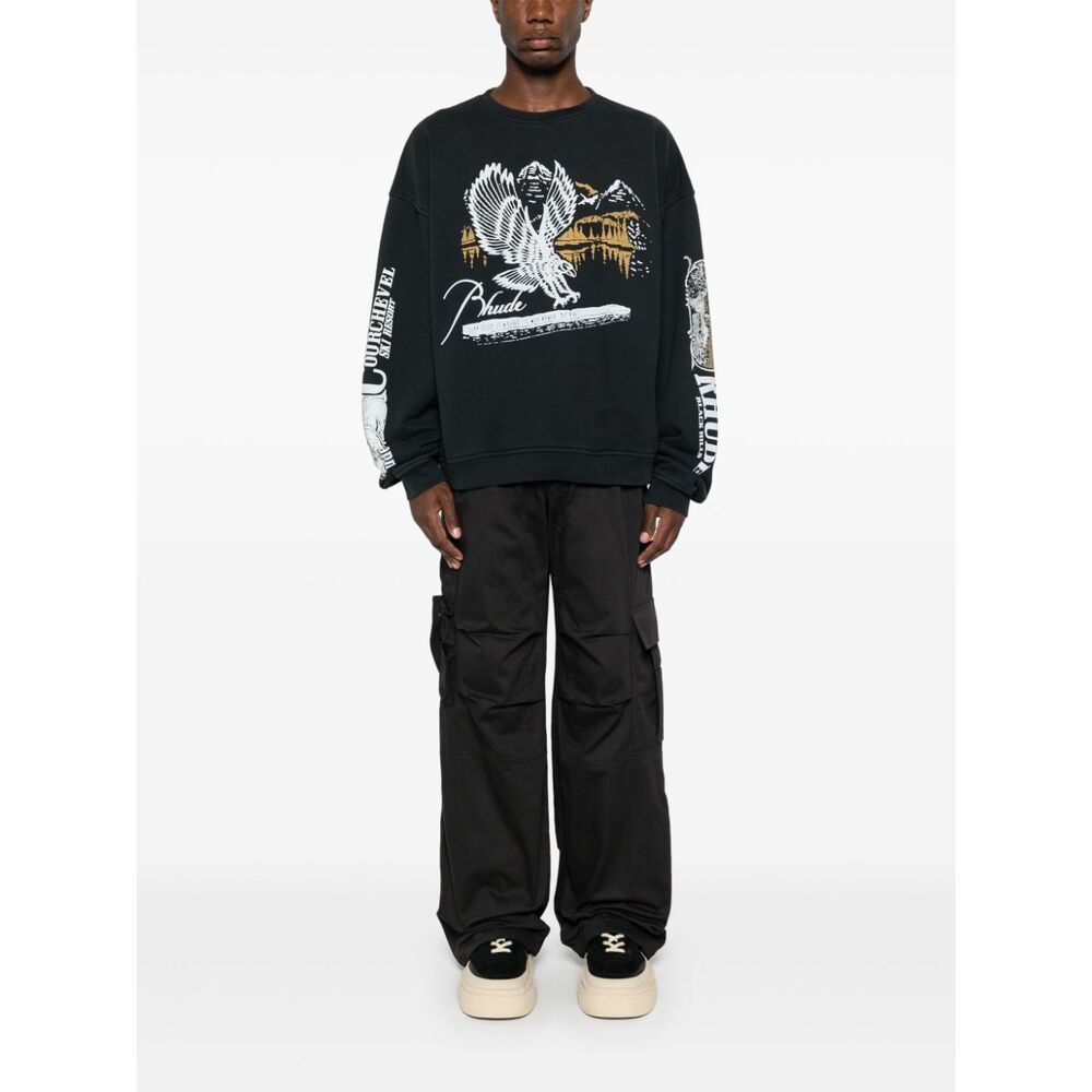 RHUDE GRAPHIC-PRINT COTTON SWEATSHIRT