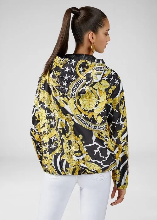Versace Savage Baroque Printed Casual Jacket In Black