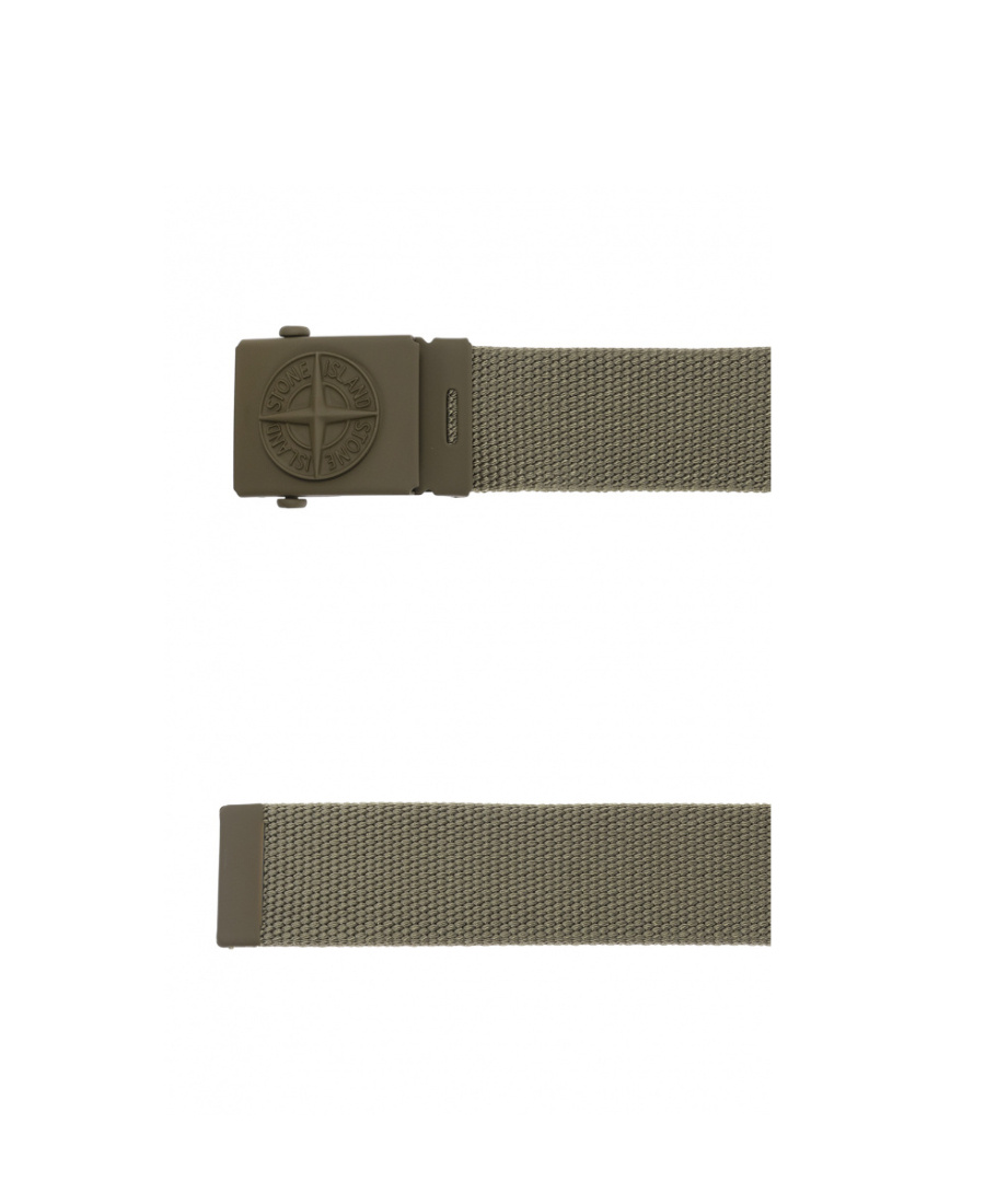 Stone Island Logo Belt In Green