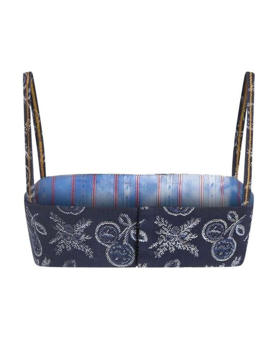 Etro Patterned-jacquard Bralette In Blue