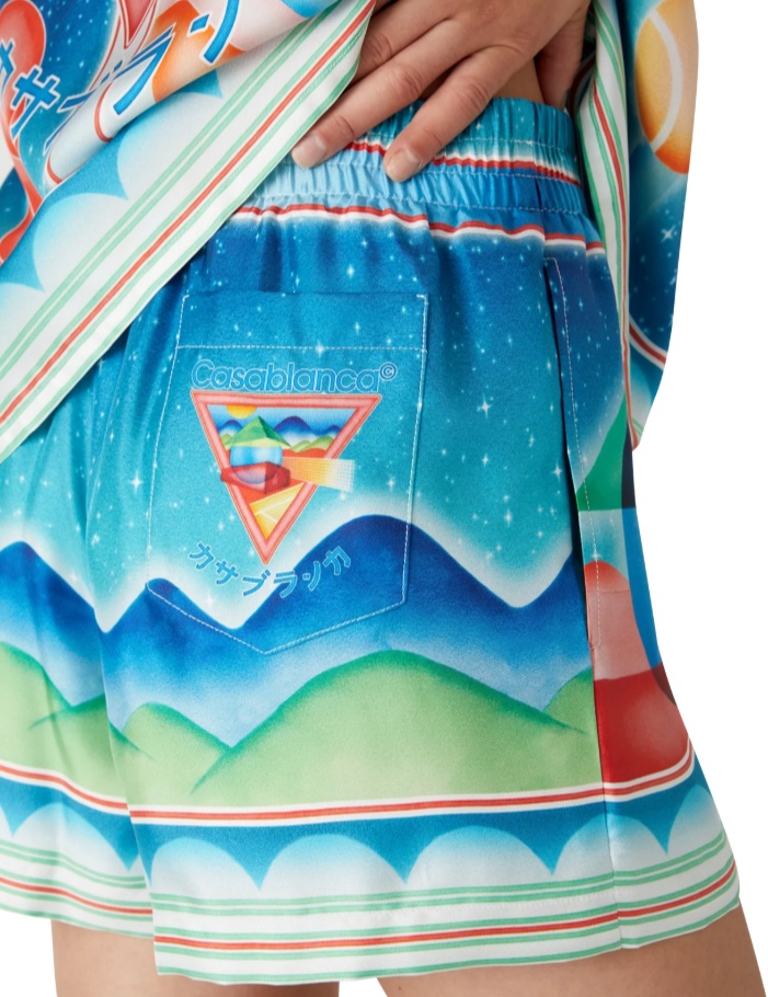 Casablanca Shorts In Multicolor Silk In Blue