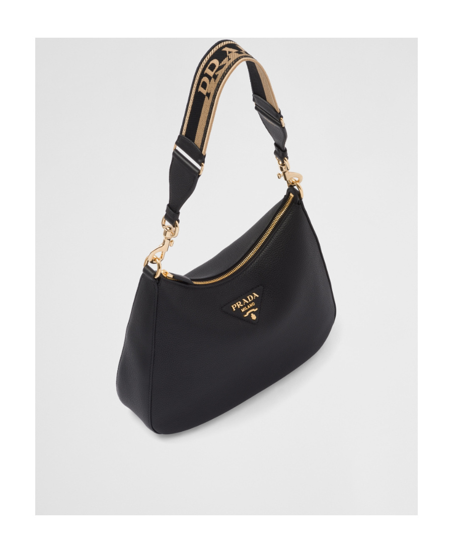 Prada Triangle-logo Shoulder Bag In Black