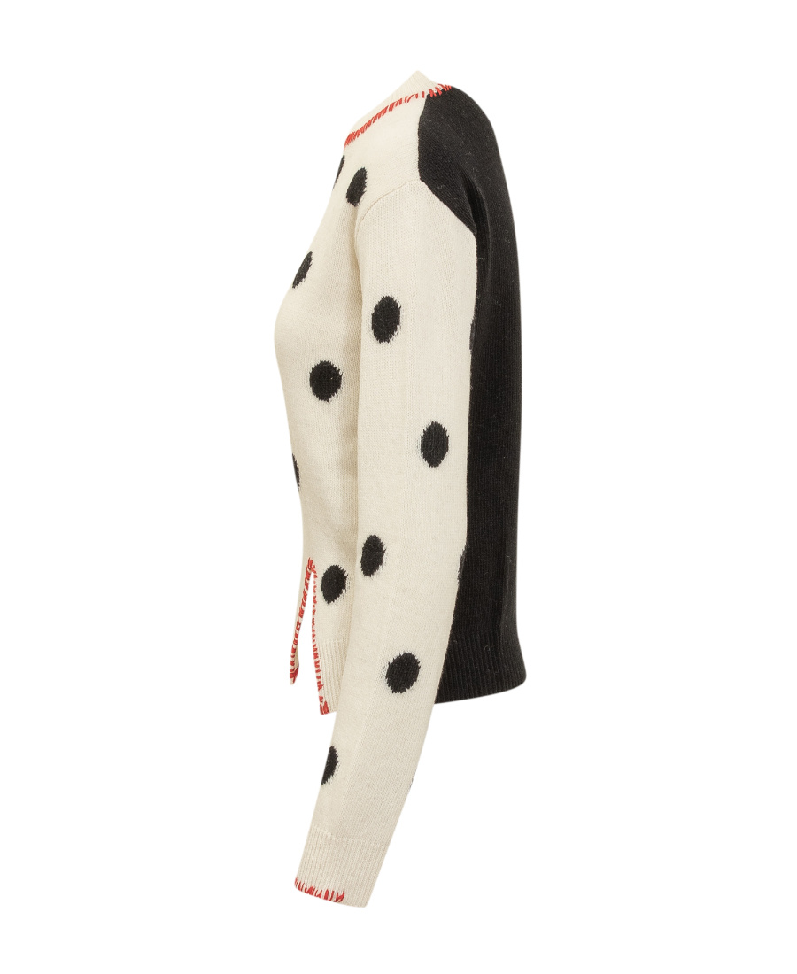 Marni Polka-dot Jacquard-knit Wool Sweater In Nude