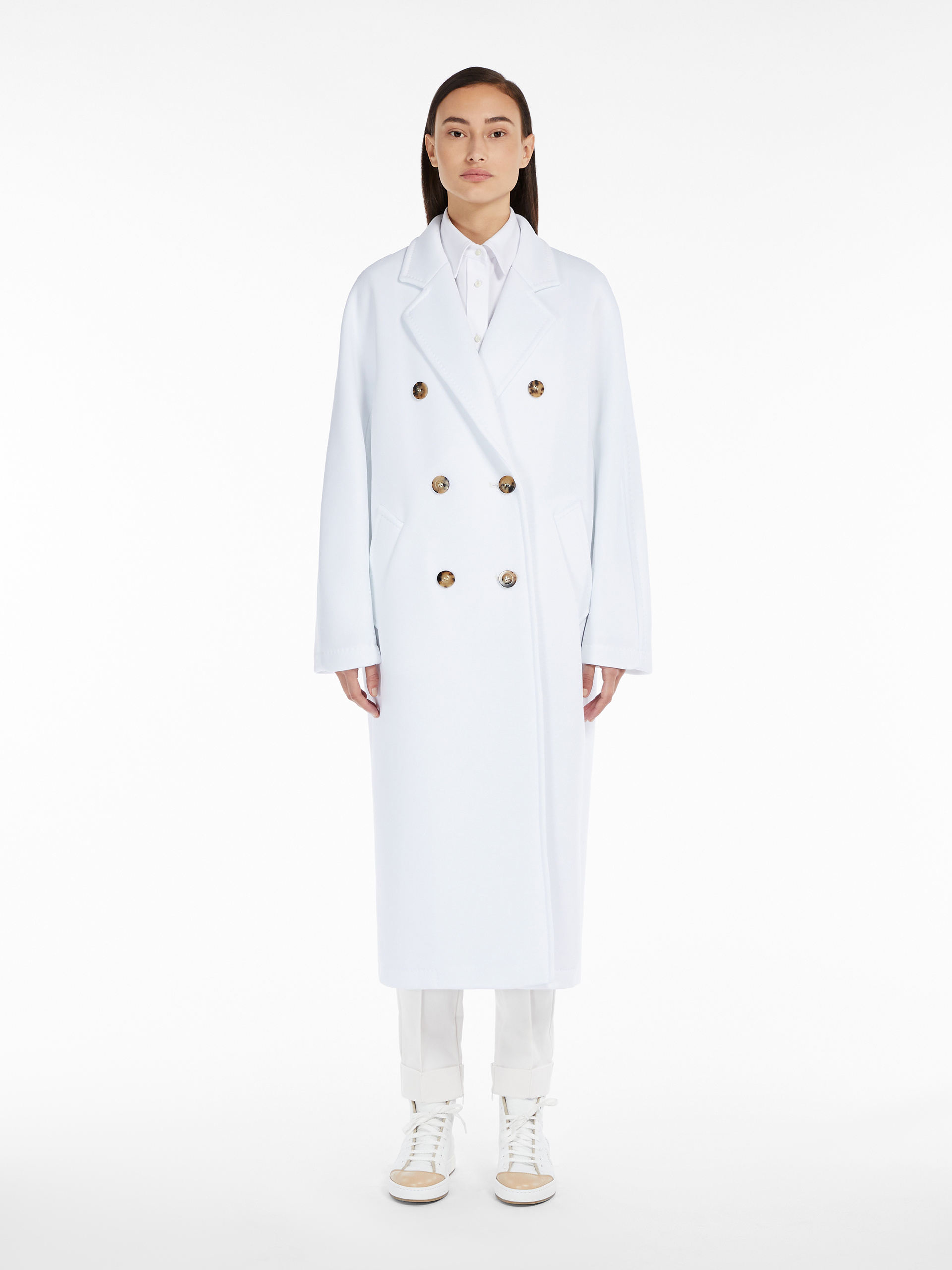 Max Mara Double Breasted Coat In White