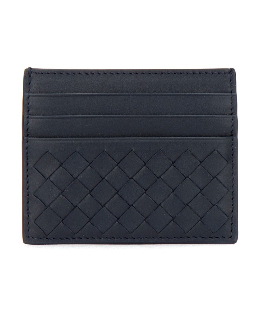 Shop Bottega Veneta Intrecciato Weave Cardholder In Black