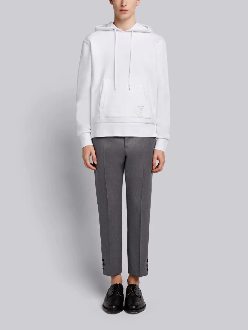 Thom Browne Center-back Stripe Jersey Hoodie In White