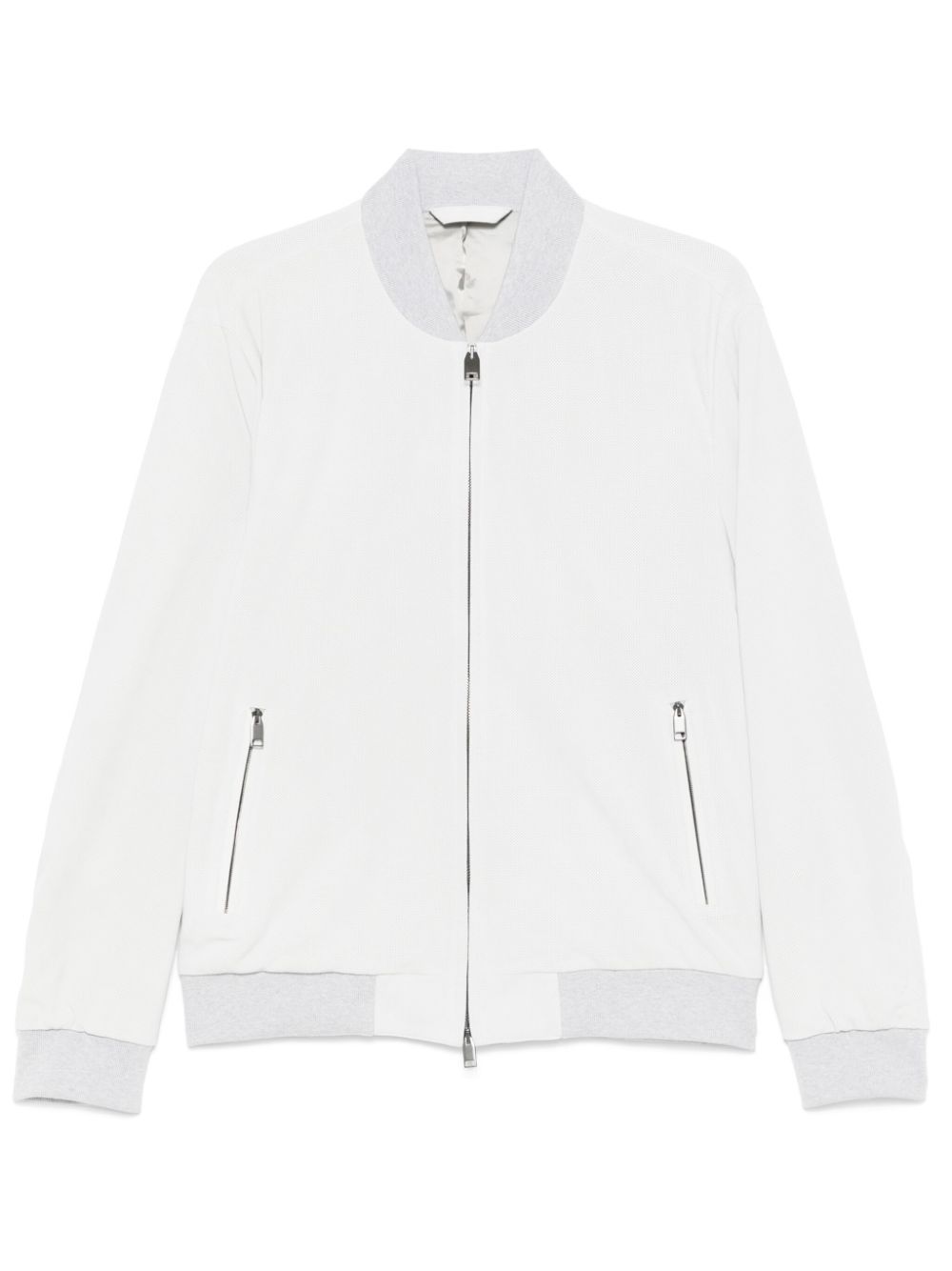 Brioni Perforated Bomber Jacket In White