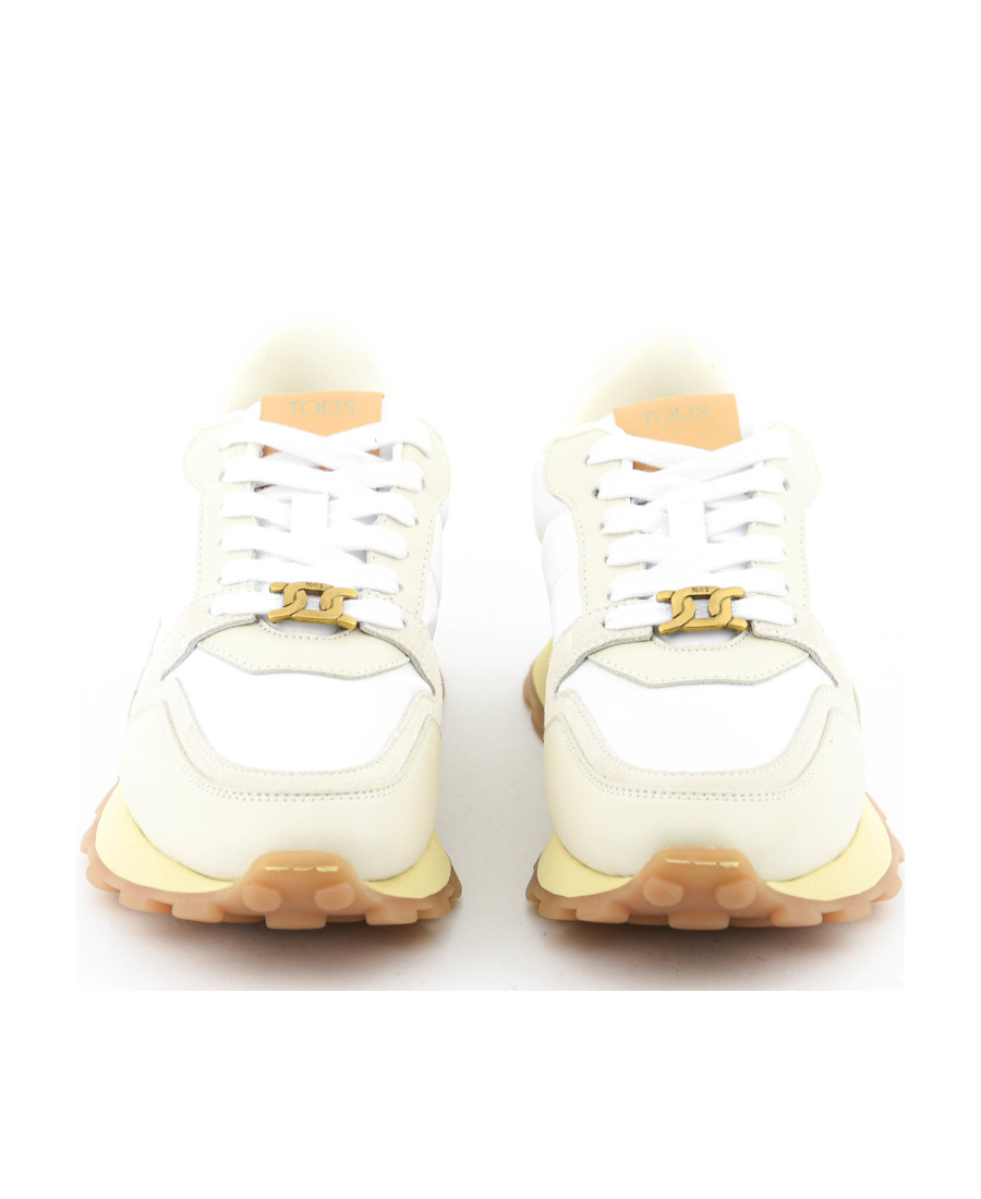 Tod's Panelled Leather Sneakers In White