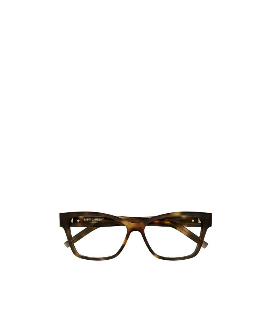 Saint Laurent Tortoiseshell-effect Rectangle-frame Glasses In Brown