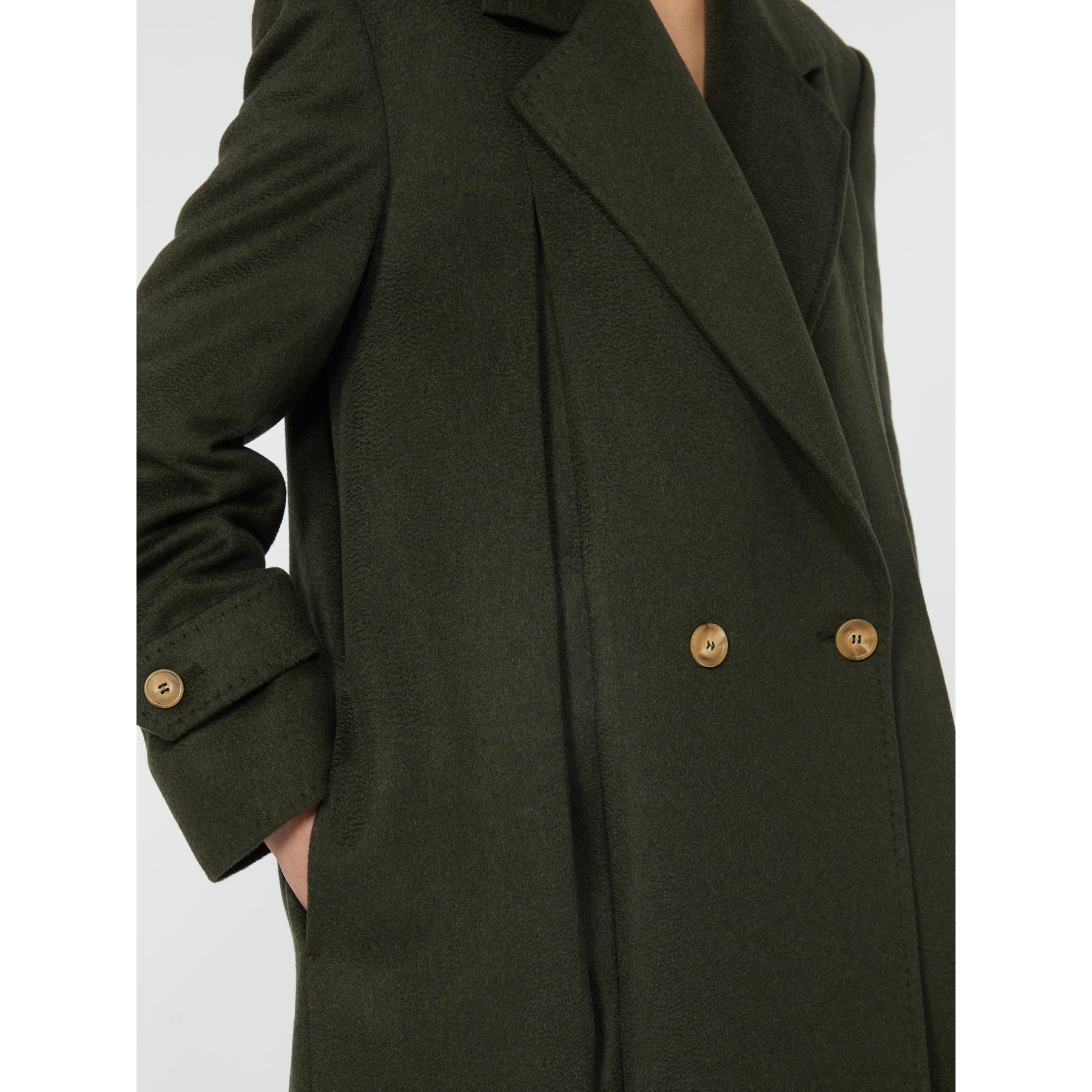 Weekend Max Mara Omens Dark Green Smalto Double-breasted Wool Coat In Black
