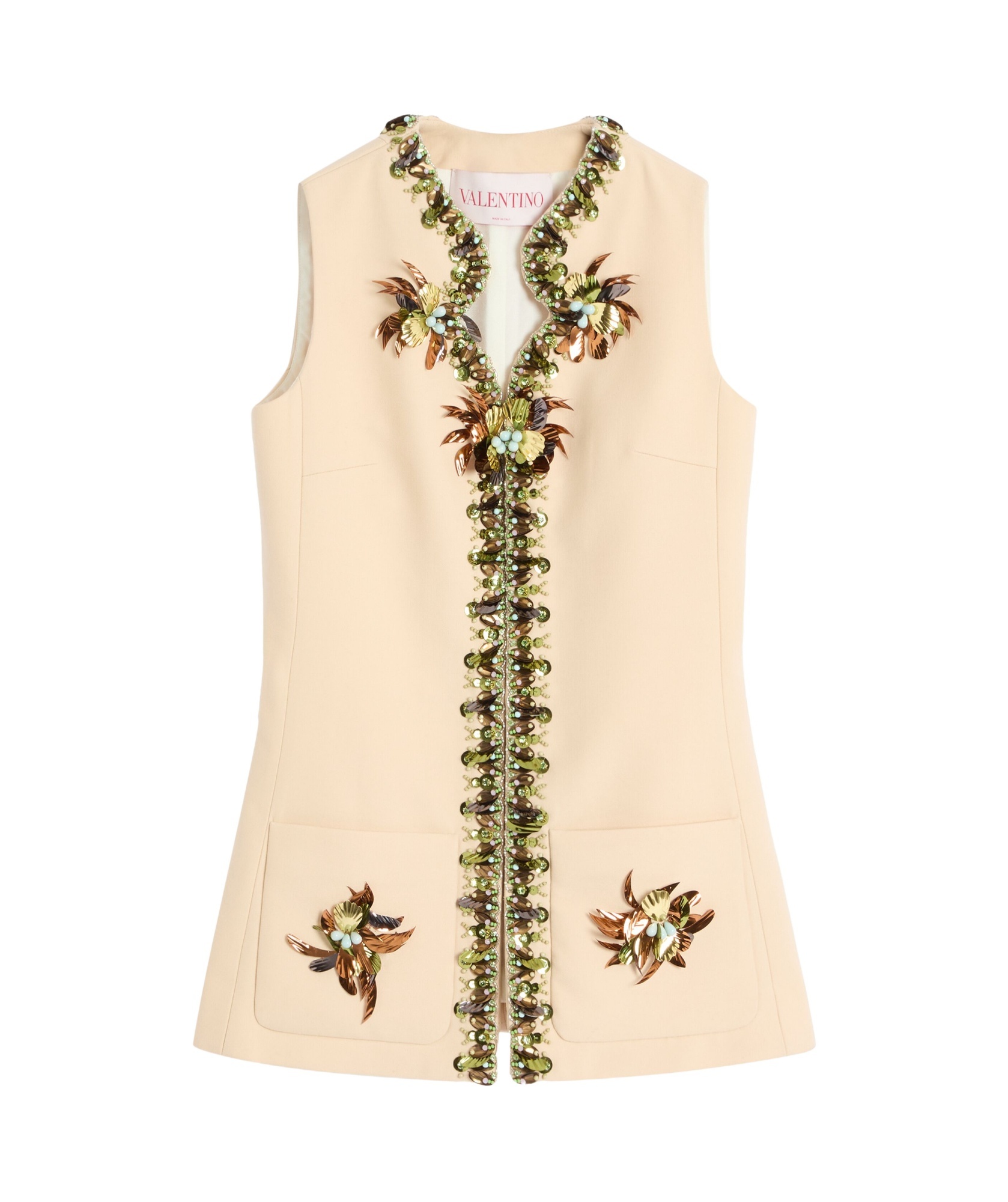 Valentino Garavani Women Cream Wool Blend Vest In Nude