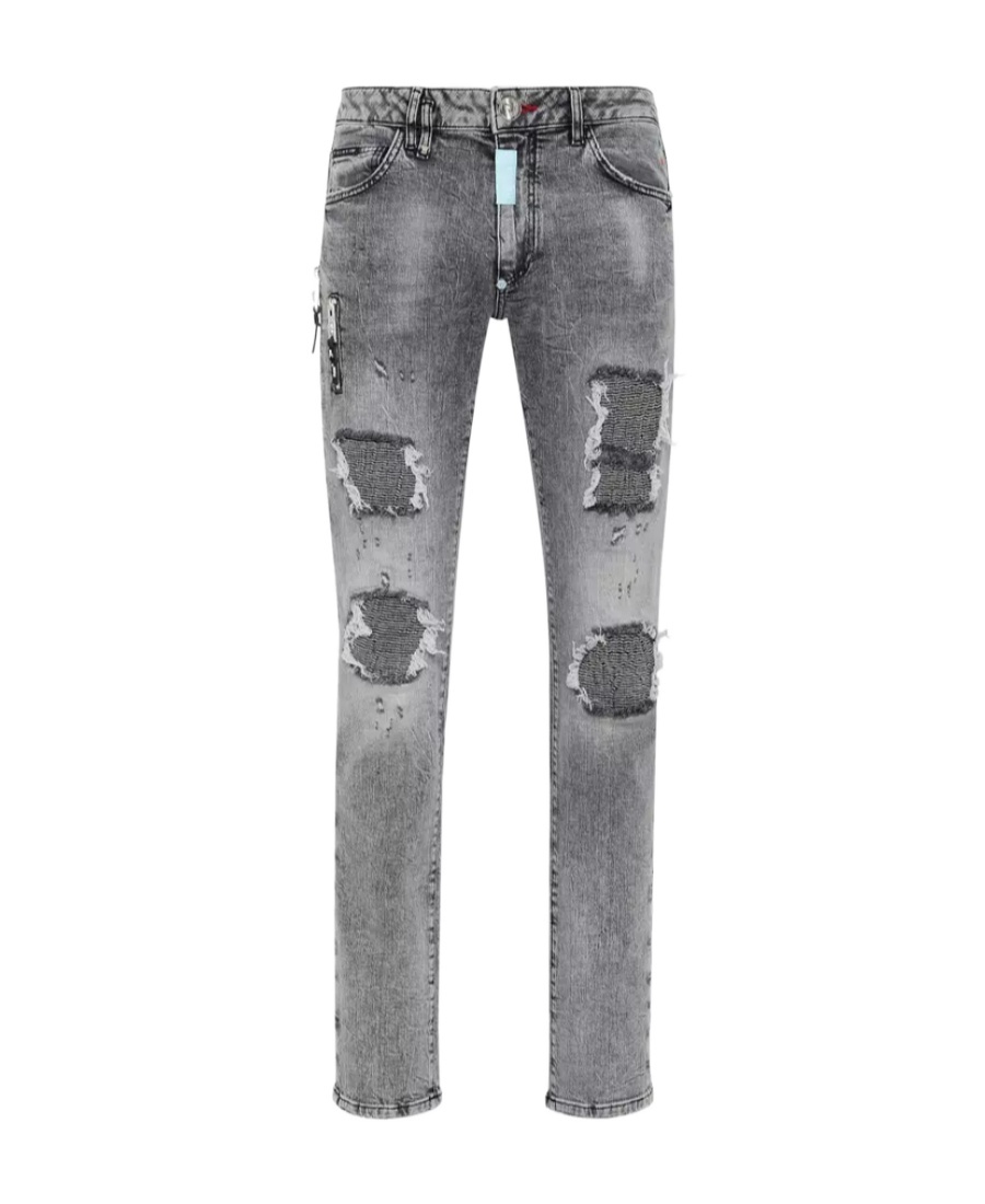 Philipp Plein Belt Loop Jeans In Gray