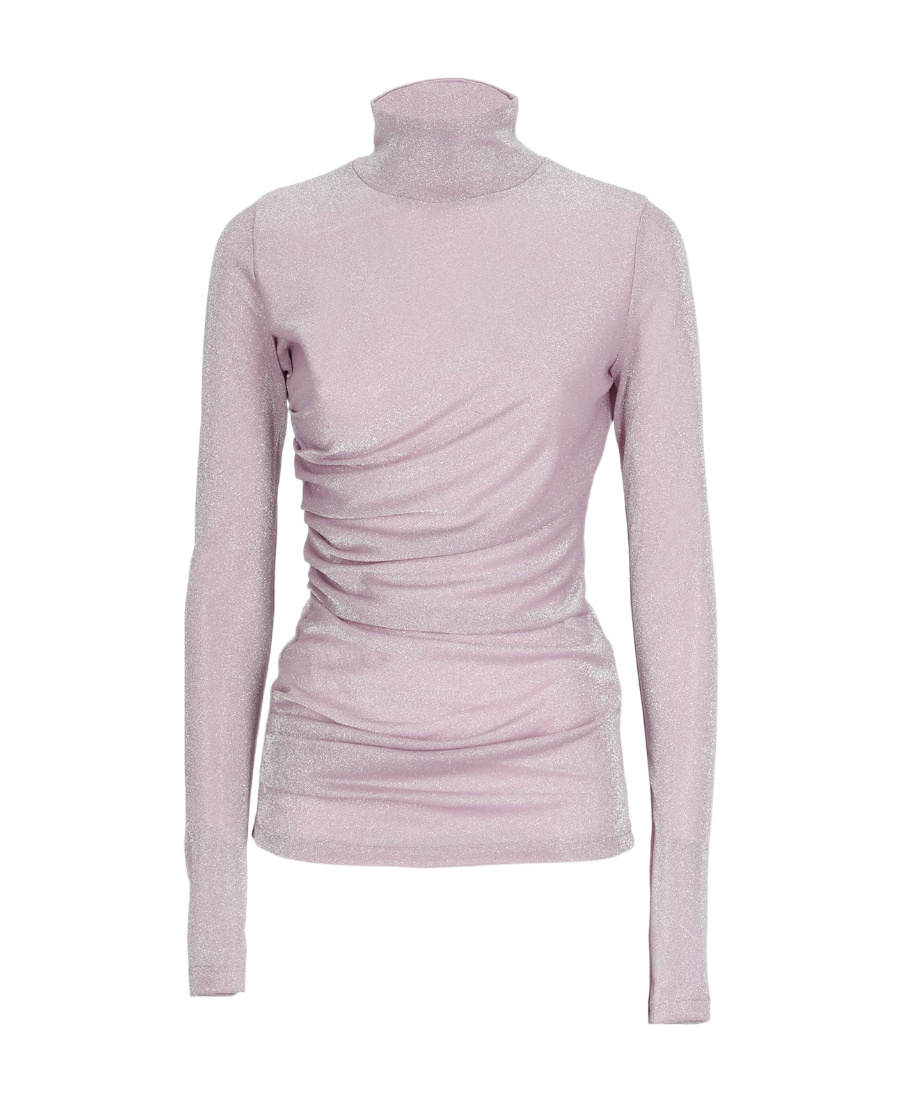 Msgm Glitter Turtleneck Top In Pink