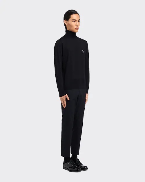 Prada Superfine Wool Turtleneck Jumper In Black