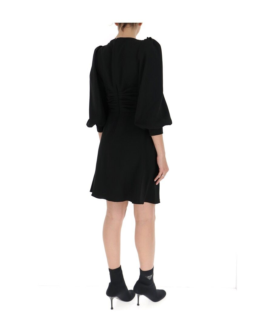 Celine Acetic Acid And Viscose Fiber Knit Dress With Long Sleeves In Black