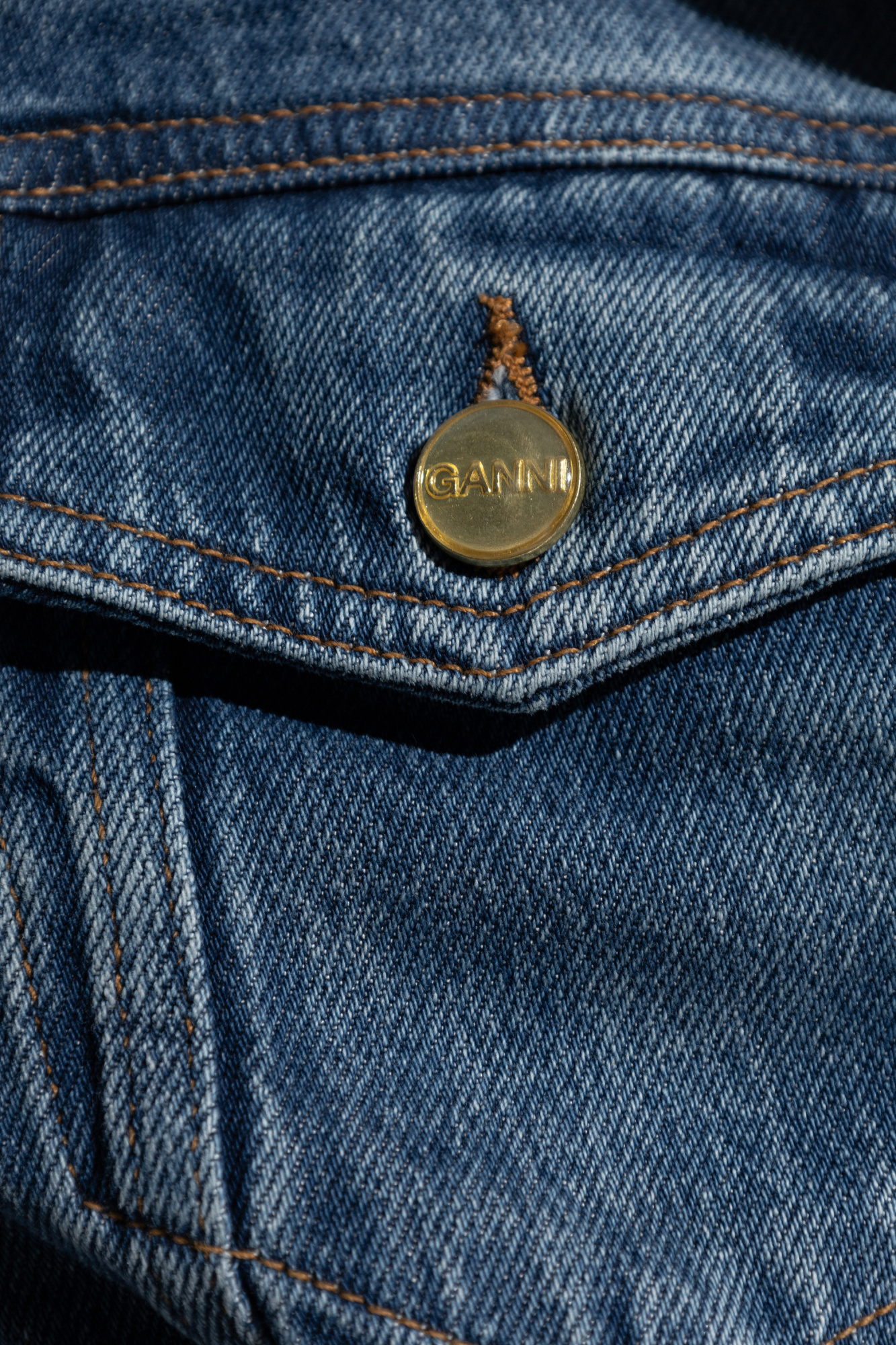 Ganni Belted Button-up Denim Jacket