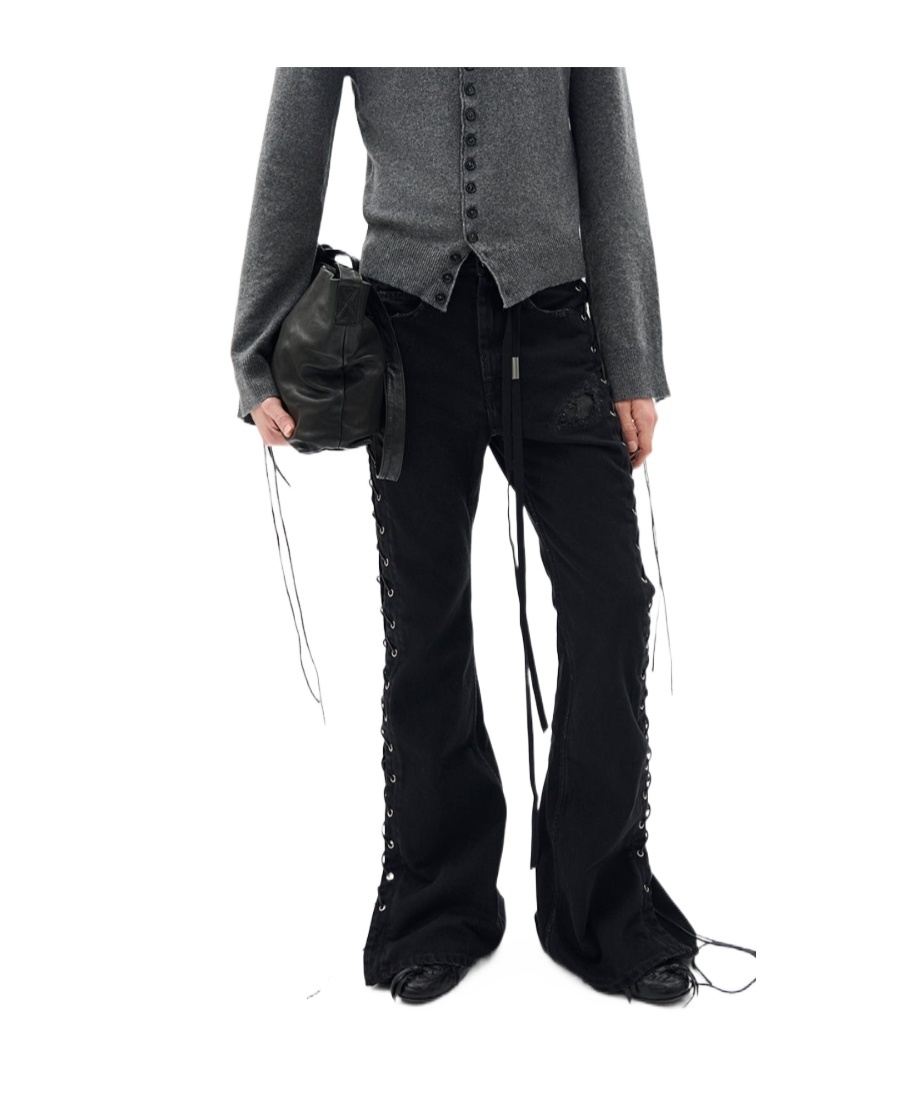 Ann Demeulemeester Tarik 5 Pockets Slim Fit Bootcut Trousers In Black