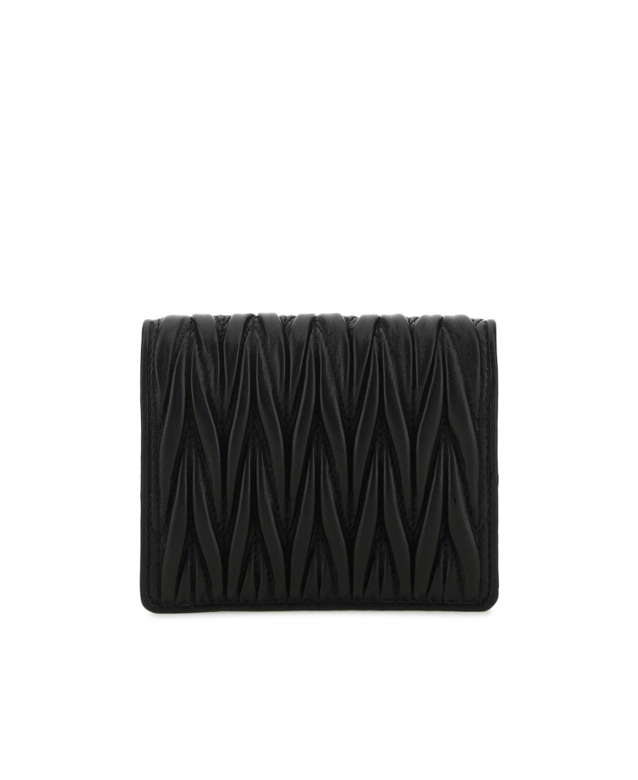Miu Miu Small Matelassé Nappa Leather Wallet In Black
