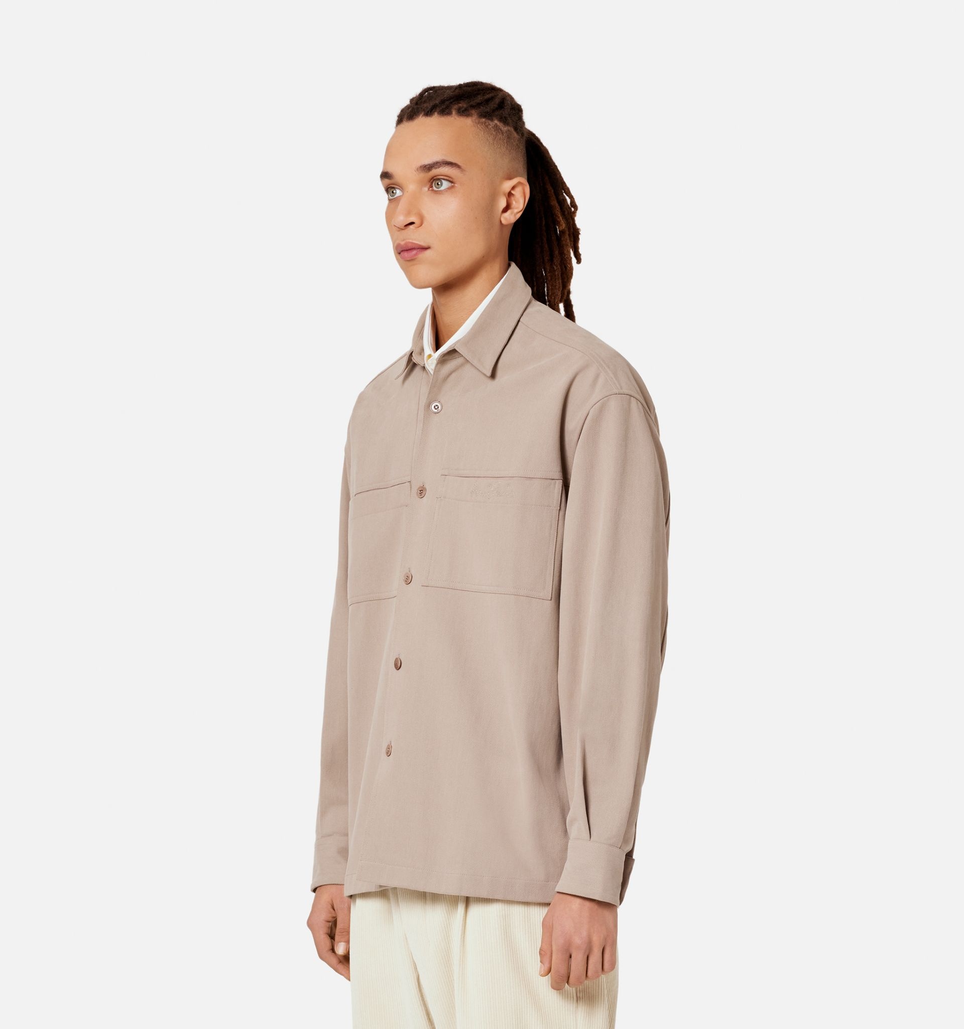 Ami Alexandre Mattiussi Logo-embroidered Long-sleeved Shirt In Nude