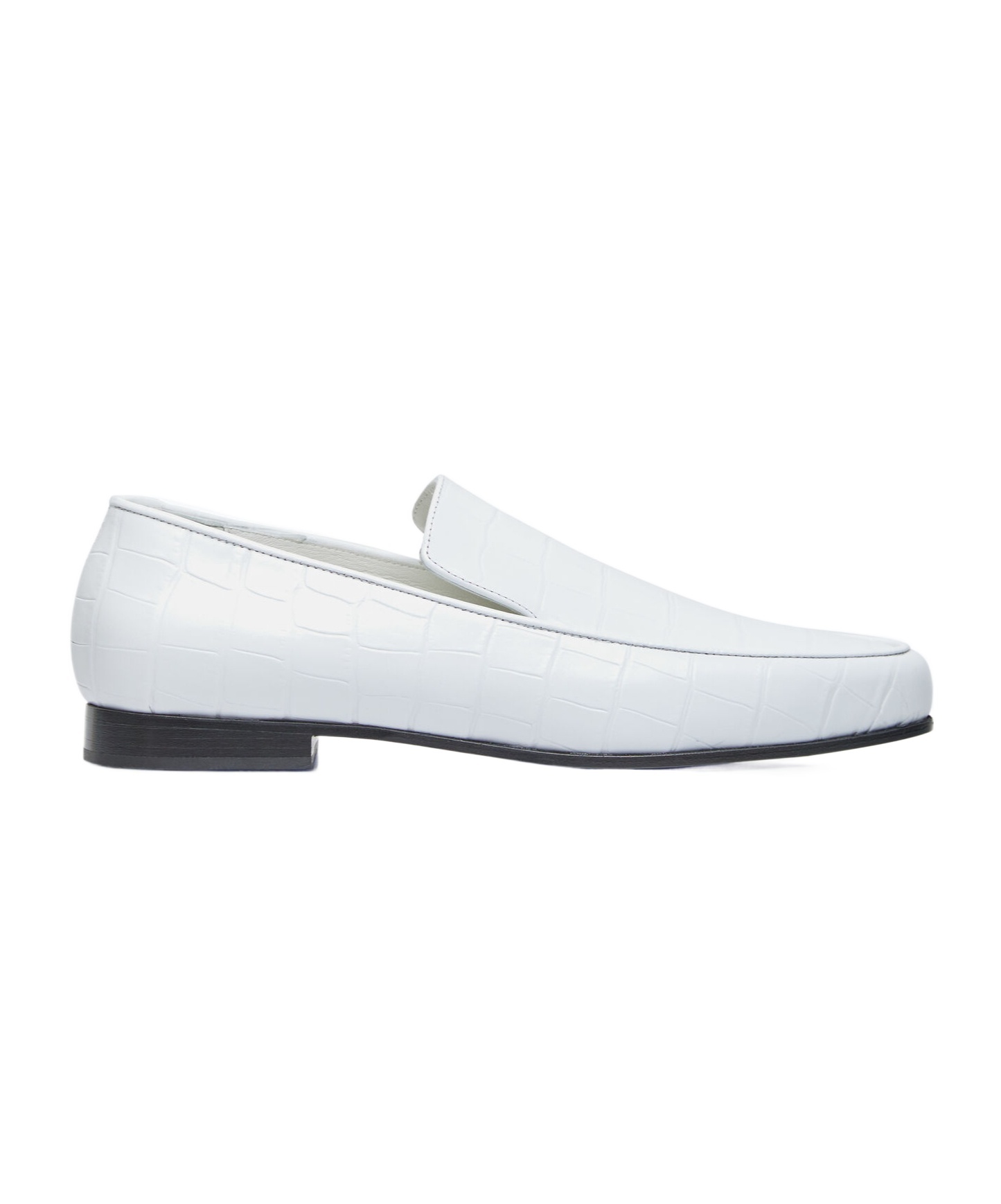 Totême The Oval Croc-effect Leather Loafers In White
