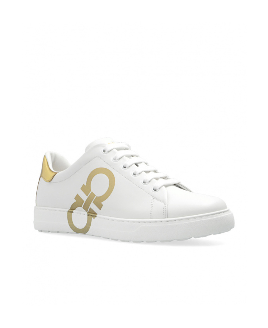 Ferragamo Number Leather Low-top Sneakers In White