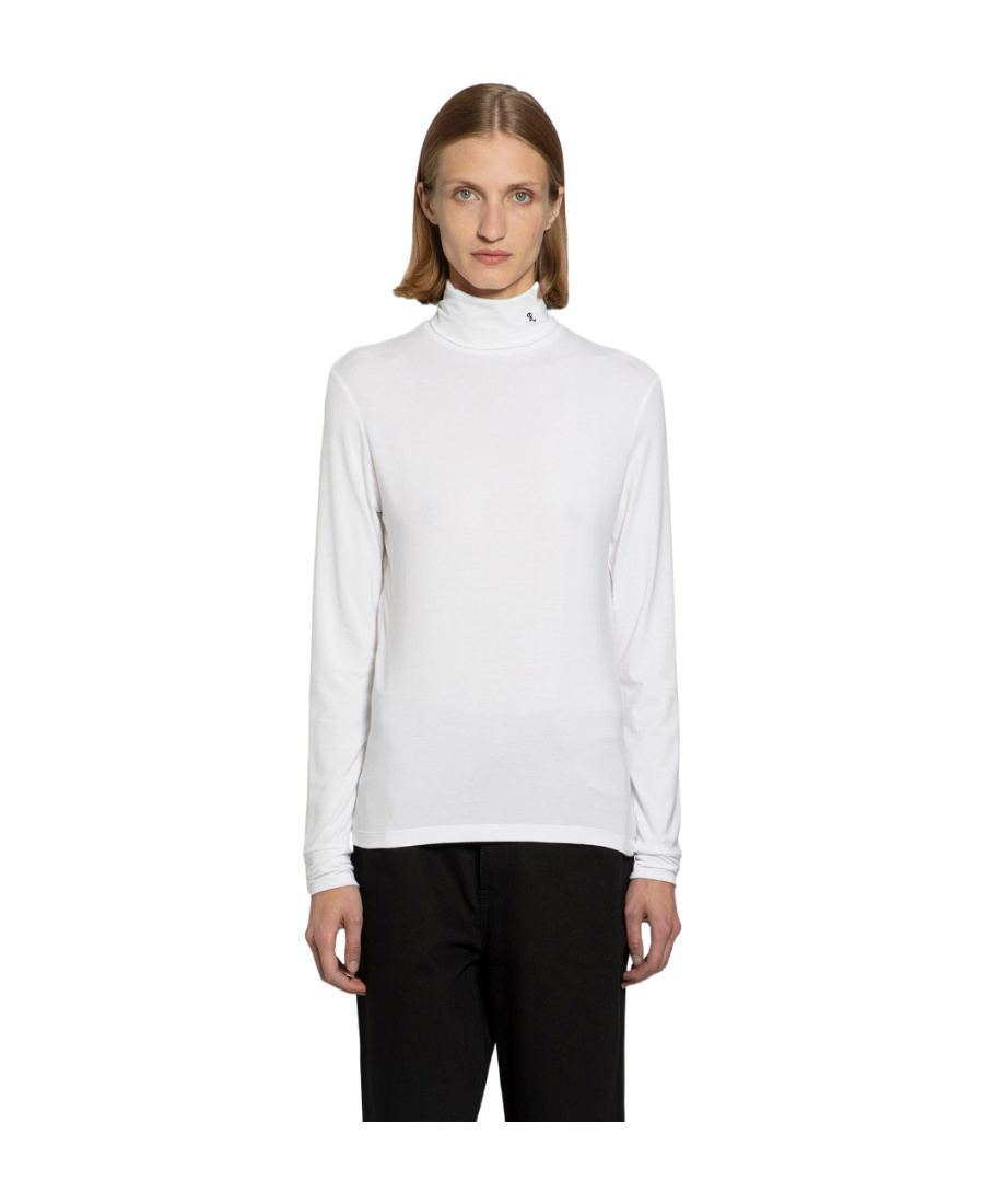RAF SIMONS LOGO-EMBROIDERED ROLL-NECK TOP