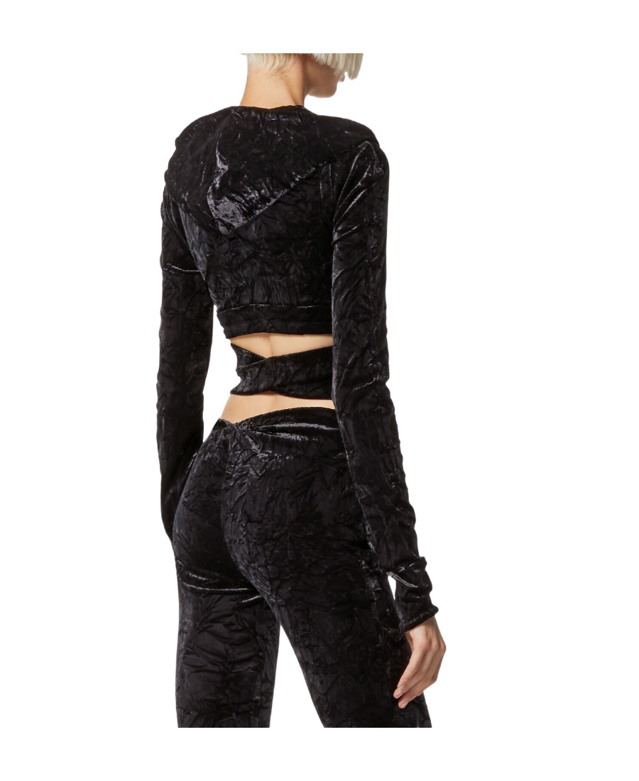 Versace Crossover Velvet-finish Top In Black