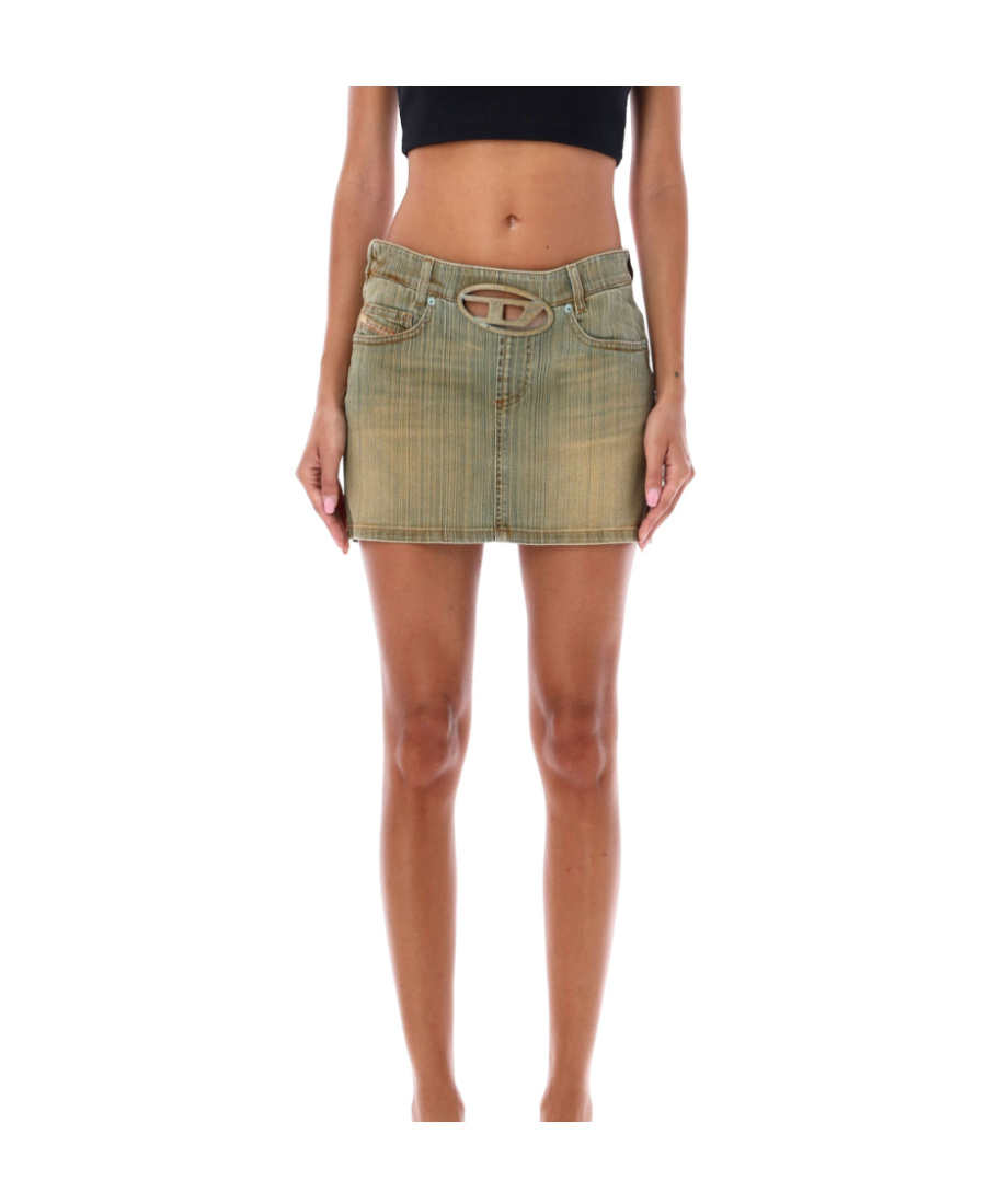 Diesel Oval D Buckle Denim Skirt In Multicolor