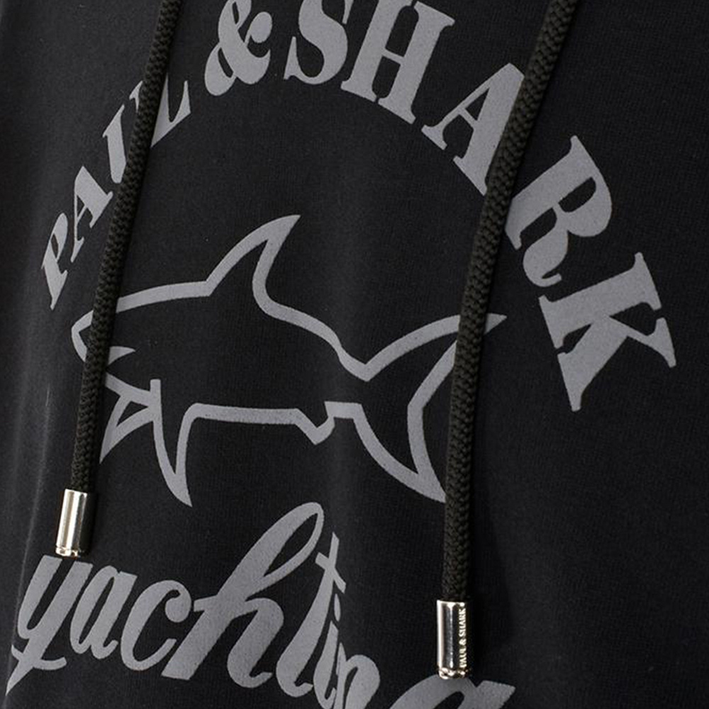 Paul & Shark Hooded Long-sleeved Sweater In Black