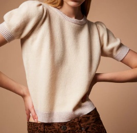 Twinset Short-sleeved Knitted Sweater In Neutral