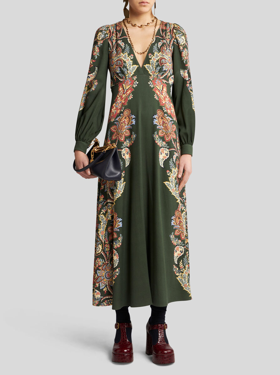 Shop Etro Printed Twill Dress In Multicolor