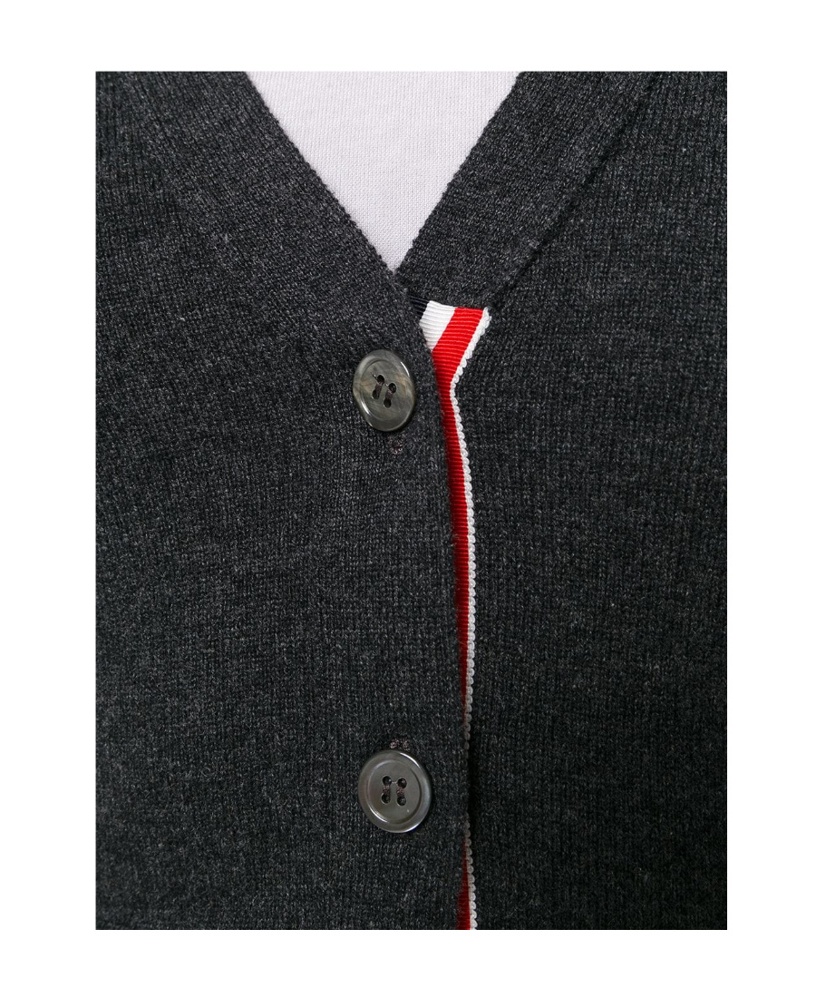 Thom Browne Cashmere Striped-sleeve V-neck Cardigan In Black