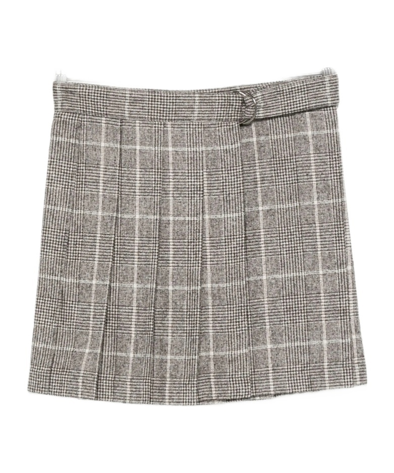 Brunello Cucinelli Mini Skirt With Belted Waist And Check Pattern In Gray