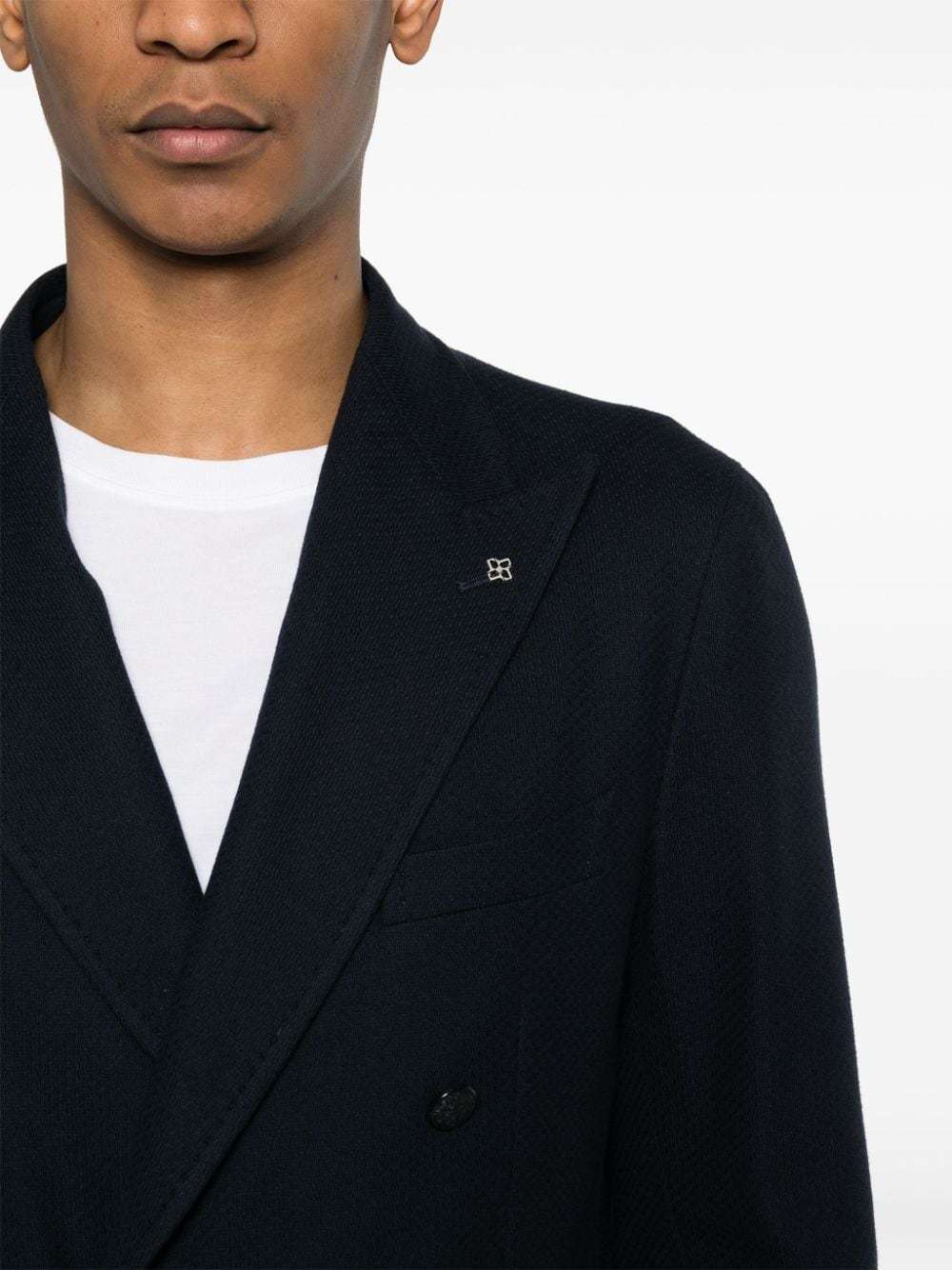 Shop Tagliatore Double-breasted Cotton Blazer In Black