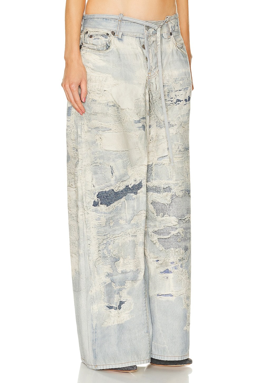 Acne Studios Belt Loop Denim Trousers In White