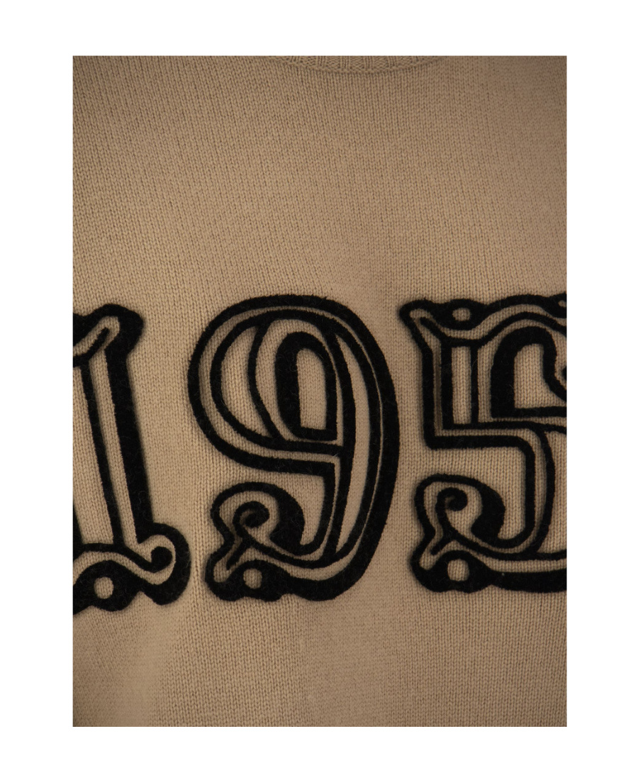 Max Mara Logo Round Neck Sweater In Brown