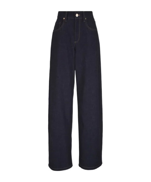 Brunello Cucinelli Wide-leg Denim Trousers With High Waist In Black