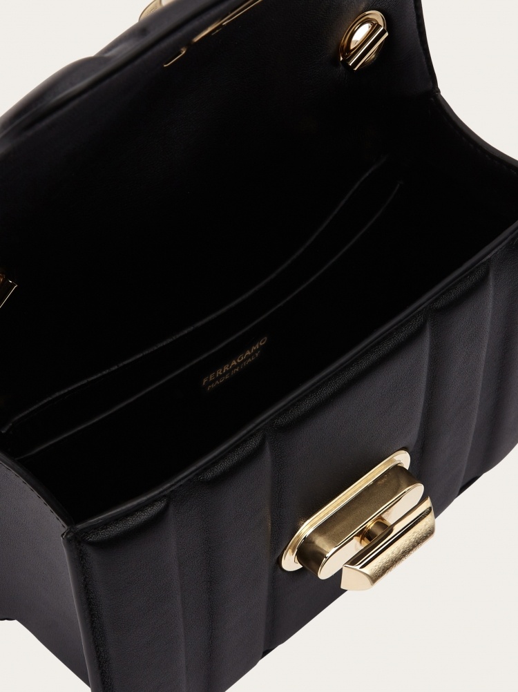Ferragamo Gancini Twist-lock Crossbody Bag In Black