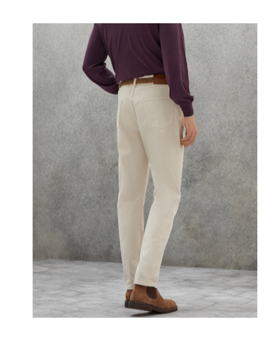 Brunello Cucinelli Logo-embroidered Tapered Cotton Jeans In White