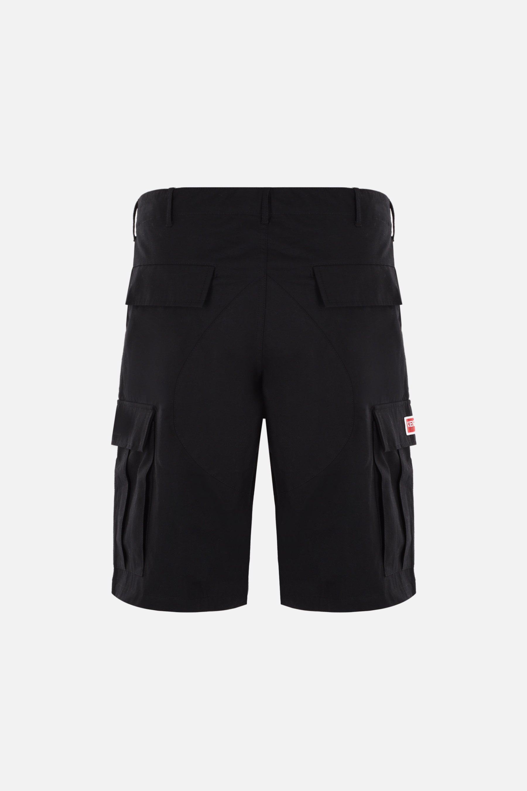 Kenzo Logo-patch Cotton Bermuda Shorts In Black