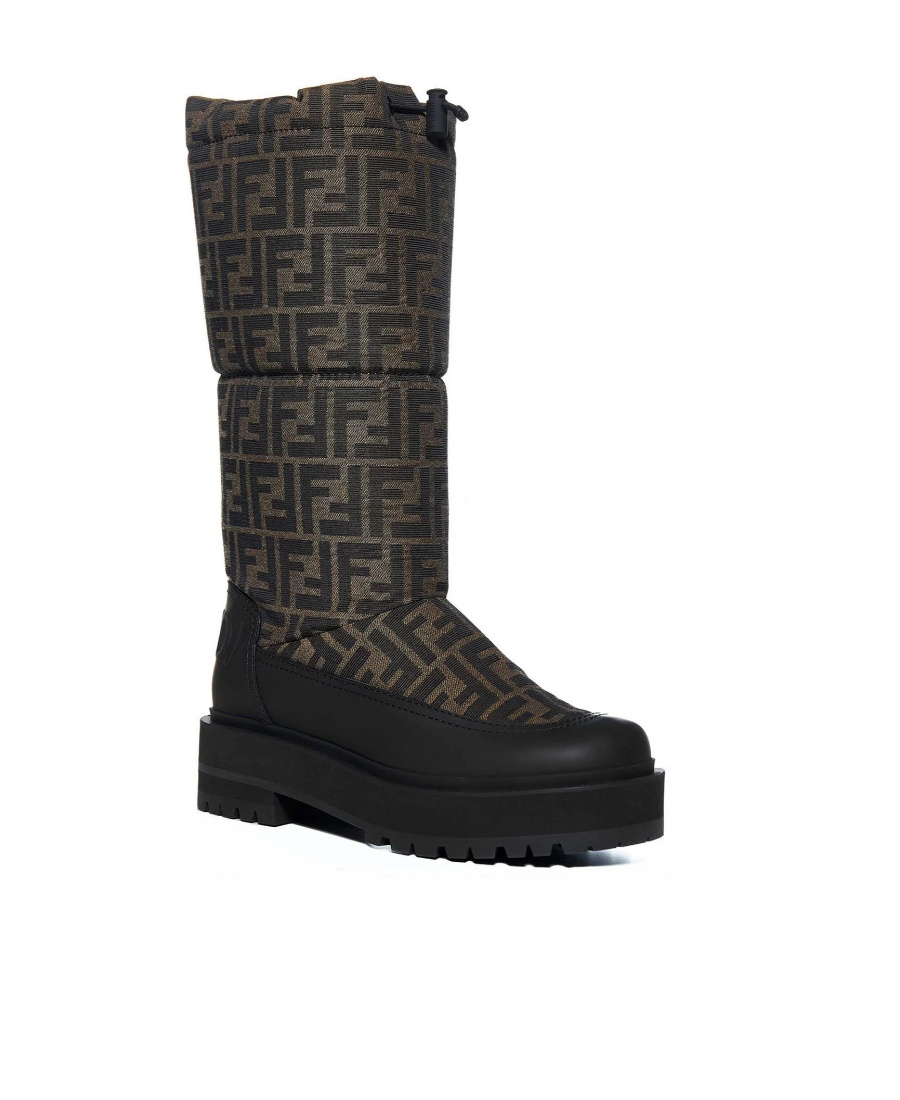 Fendi Ff Motif Knee-high Boots In Black