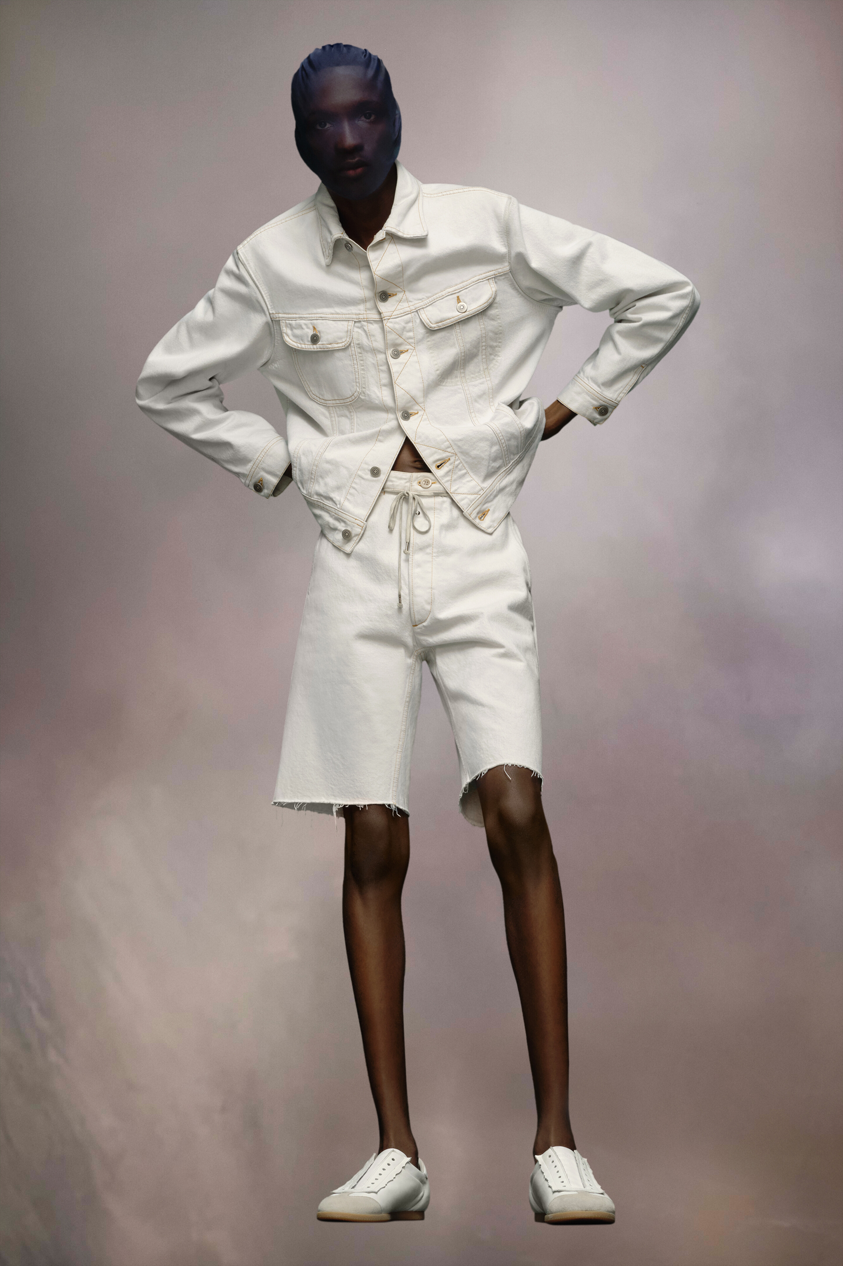 Maison Margiela Cotton Denim Shorts In White