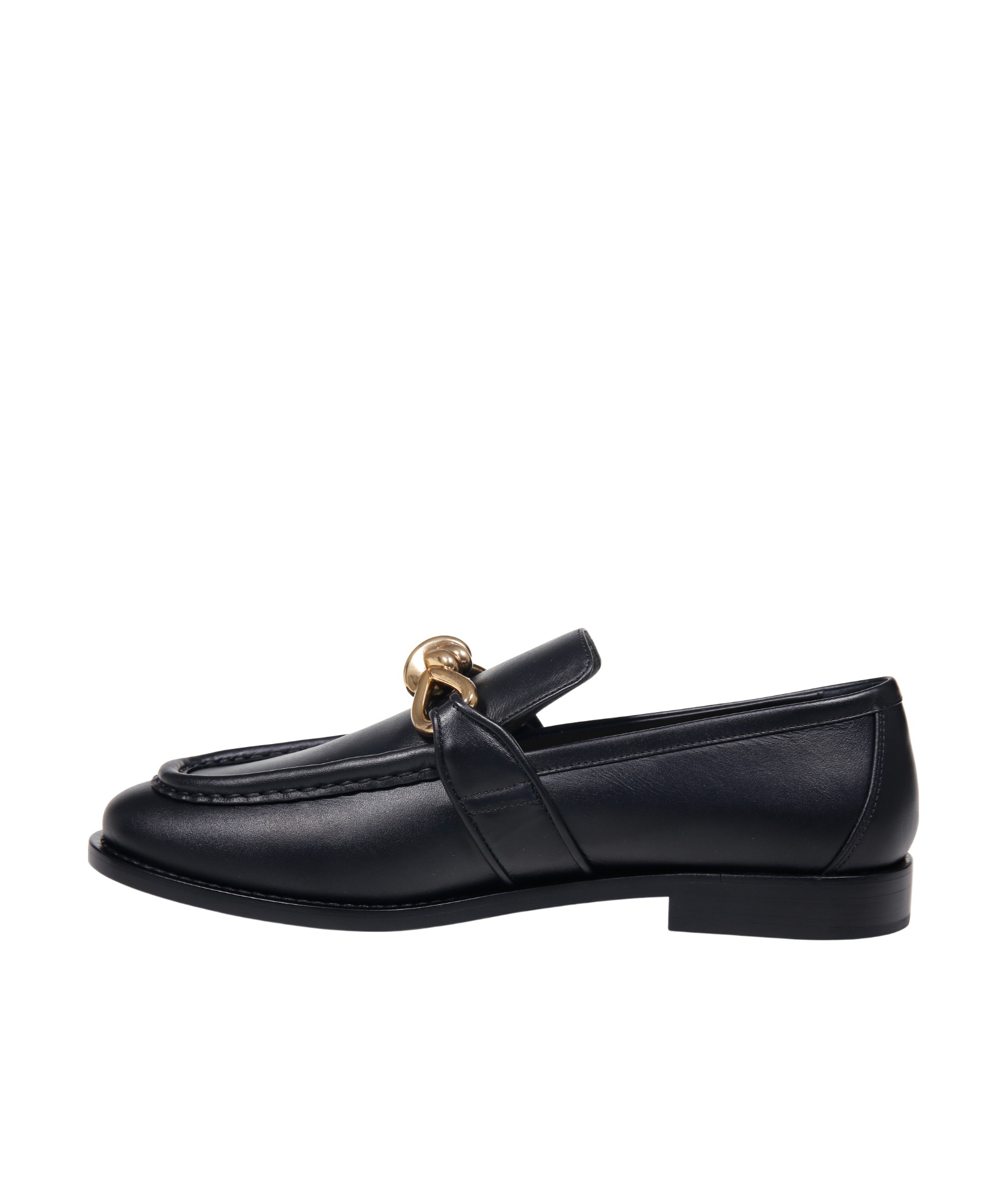 Bottega Veneta Astaire Knot Plaque Leather Loafers In Black